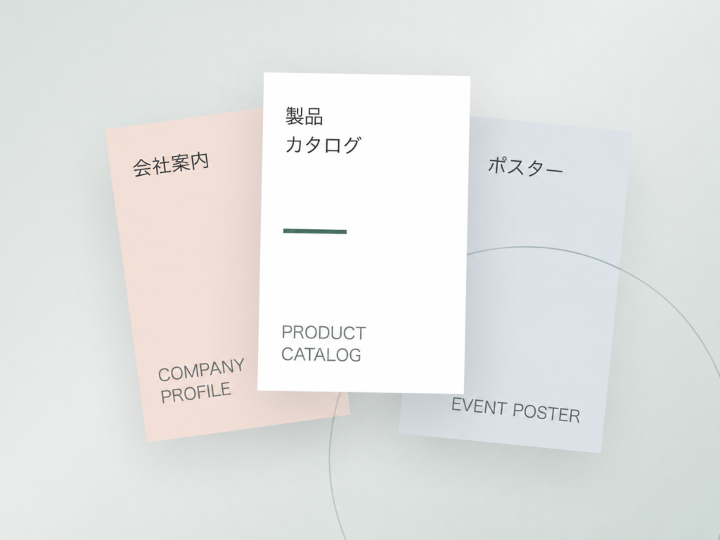 できること、グラフィック、紙・販促物
